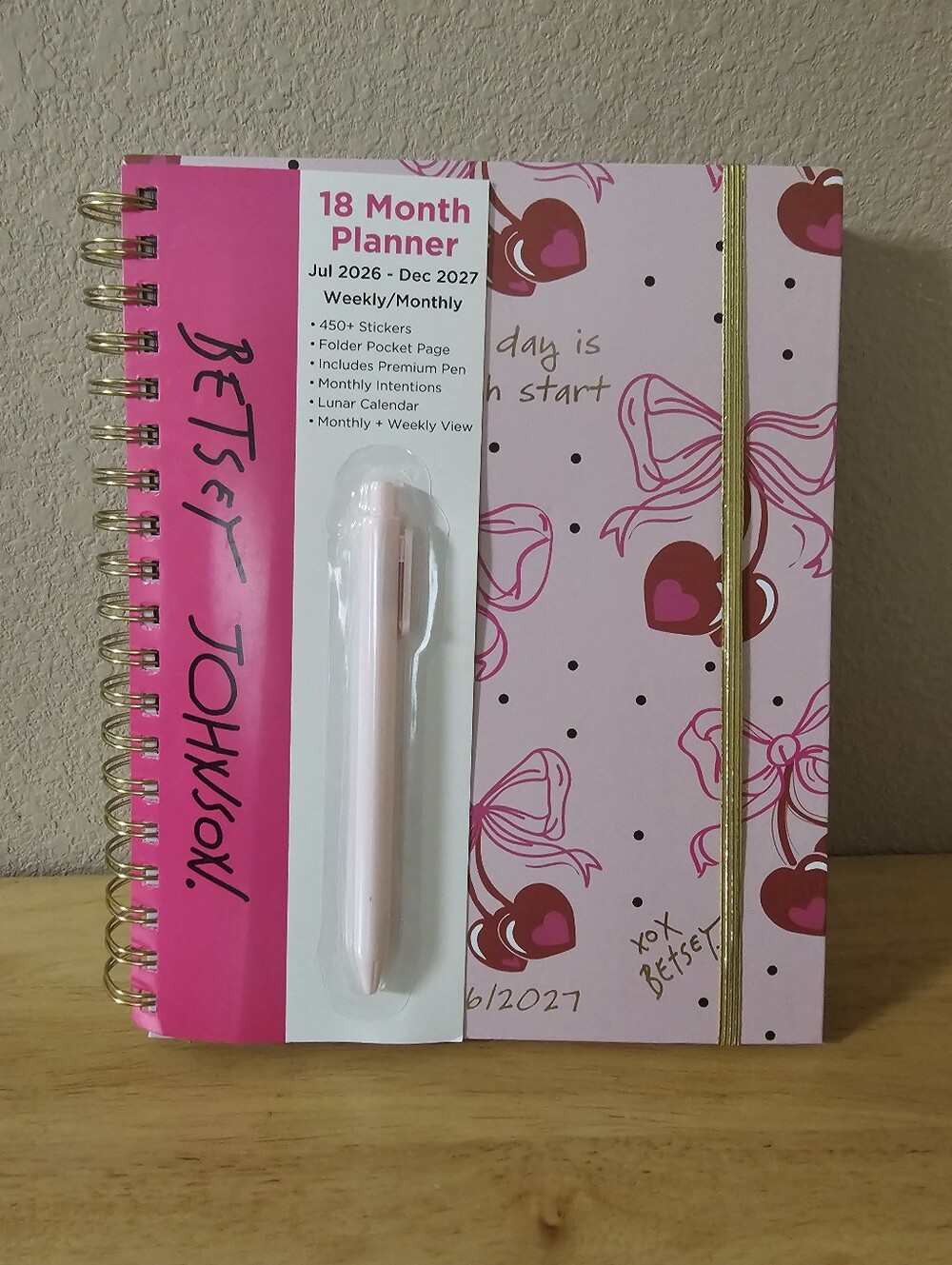 Betsey Johnson Cherry & Bow Spiral Planner